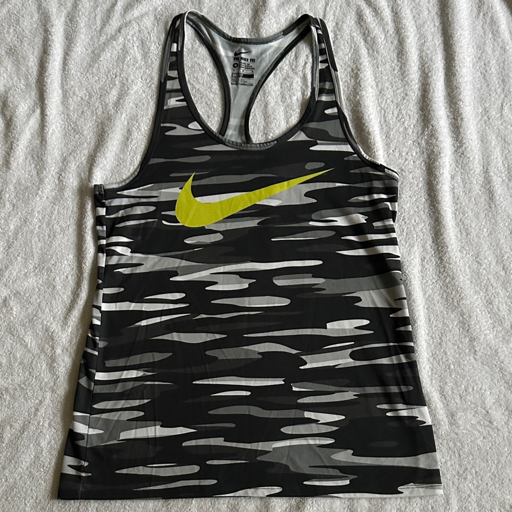 Nike Women's Dri-Fit Logo Camo Racerback Tank Top Size Medium